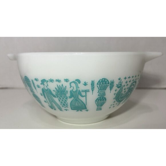 Pyrex Amish Turquoise Teal Butterprint Cinderella Nesting Mixing Bowls Set of 3 - Picture 10 of 11